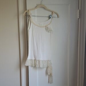 Anna Sui Cream Lace Camisole with Floral Detail